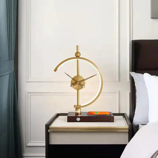 Wood|Charger|Lamp|Wireless|Battery|Clock|Elegant|Bedroom|Living|Cabinet|Gold