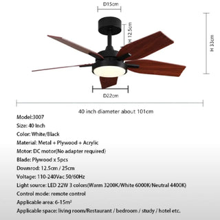 European Styled Solid Wood Ceiling Fan with Remote Control | 60"| Parameters