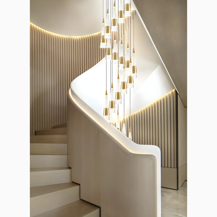 Gorbio | Extraordinary Gold Modern Cones Ceiling Chandelier from Mirodemi with Cool Light 