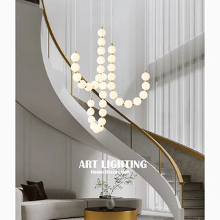 MIRODEMI® Flühli | Elegant Pearl-Style LED Hanging Chandelier