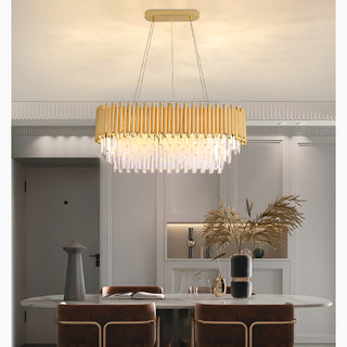 Sigriswil | Gold rectangle chandelier for dining room, kitchen island