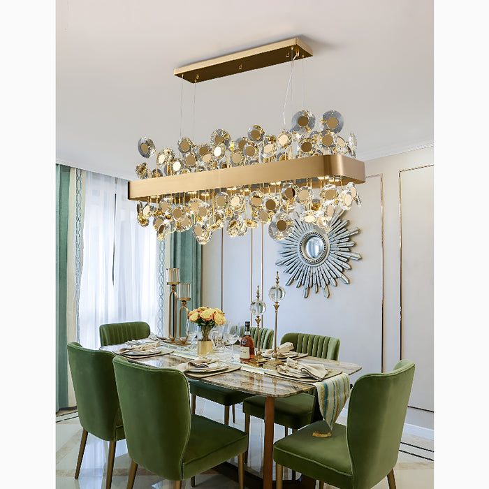 Garlenda | Trendy Rectangle Gold Crystal Chandelier