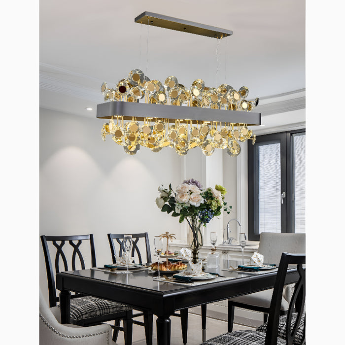 Garlenda | Trendy Rectangle Gold Crystal Chandelier