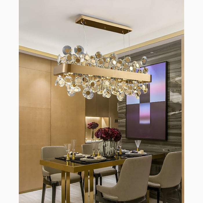 Garlenda | Trendy Rectangle Gold Crystal Chandelier