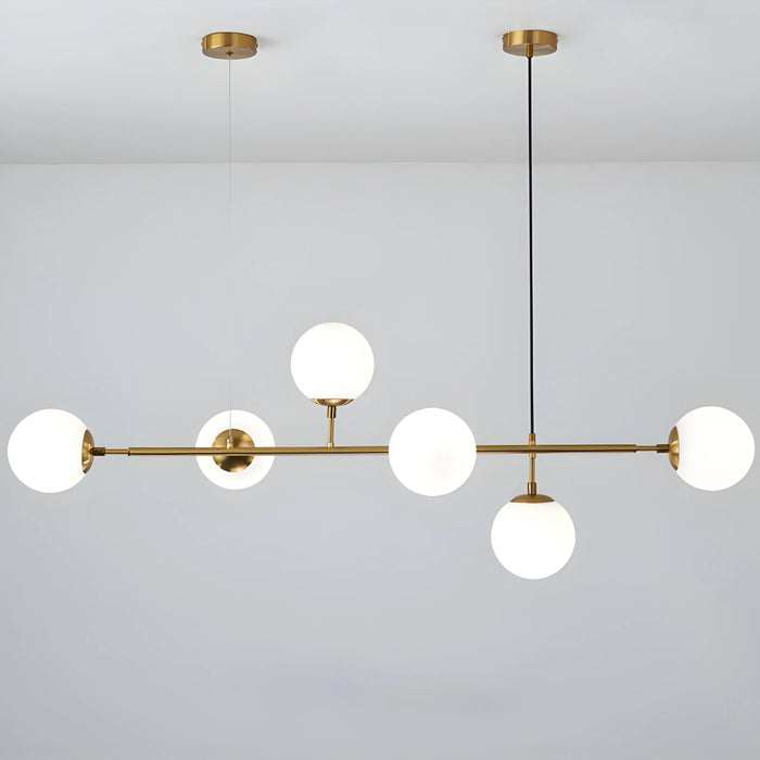 Glass|Milky|LED|Chandelier|Lighting|Fixture|Ball|Steel|Office