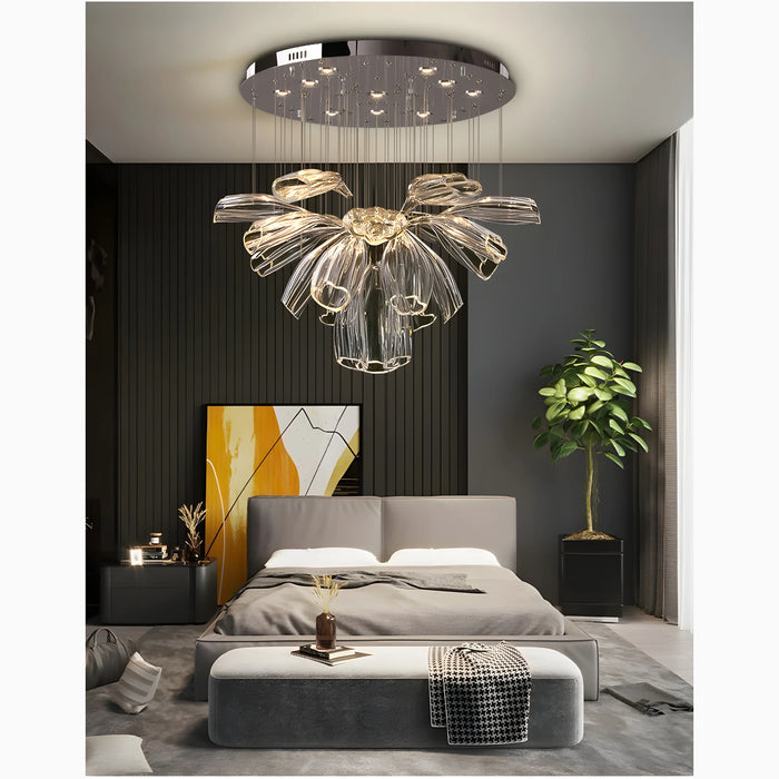 Glass|Elegant|Silver|Hanging|Pendant|LED|Lighting|Fixture