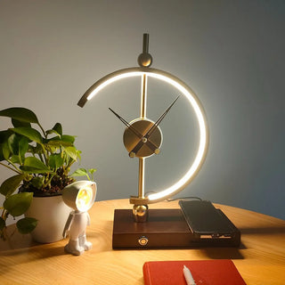 Wood|Charger|Lamp|Wireless|Battery|Clock|Elegant|Bedroom|Living|Cabinet|Gold