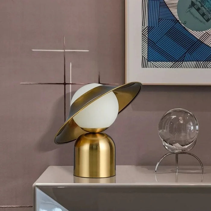 Creative|Gold|Glass|Ball|Milky|LED|Hat|Elegant|Modern|Table|Lamp|Desk