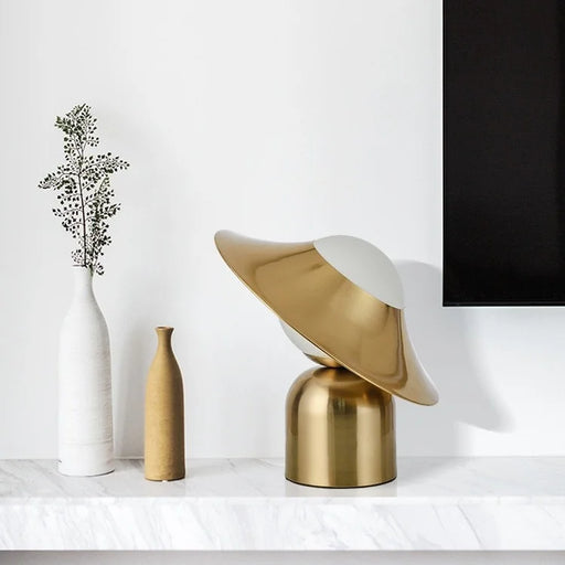 Creative|Gold|Glass|Ball|Milky|LED|Hat|Elegant|Modern|Table|Lamp|Desk