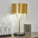 Steel|Gold|Crystal|Clear|Luxury|Modern|Elegant|Nightstand|Table|Lamp