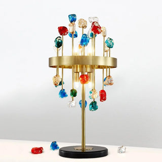 Gold|Stainless|Steel|Table|Lamp|Light|Accent|Luxury|Elegant|Crystal|Colorful