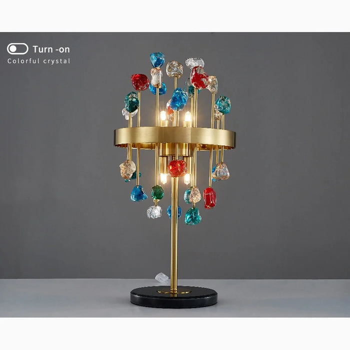 Gold|Stainless|Steel|Table|Lamp|Light|Accent|Luxury|Elegant|Crystal|Colorful