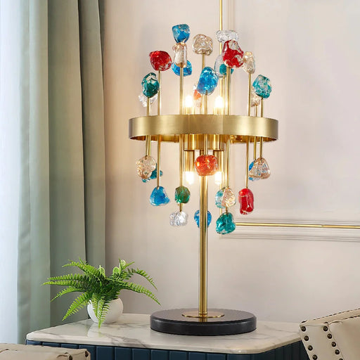 Gold|Stainless|Steel|Table|Lamp|Light|Accent|Luxury|Elegant|Crystal|Colorful