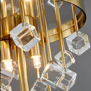 Gold|Stainless|Steel|Table|Lamp|Light|Accent|Luxury|Elegant|Crystal|Cube|Clear