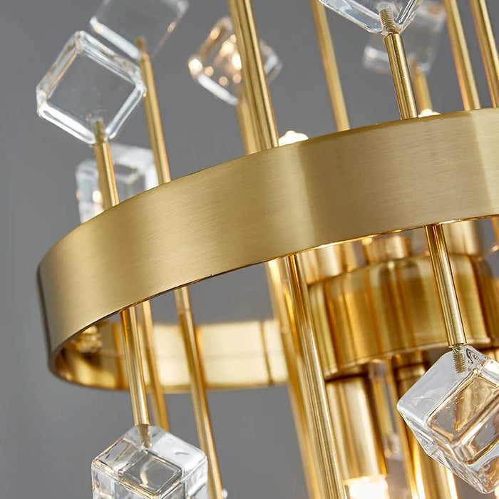 Gold|Stainless|Steel|Table|Lamp|Light|Accent|Luxury|Elegant|Crystal|Cube|Clear