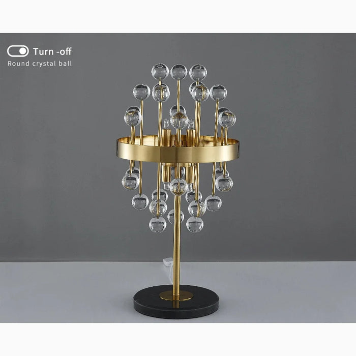 Gold|Stainless|Steel|Table|Lamp|Light|Accent|Luxury|Elegant|Crystal|Round|Clear