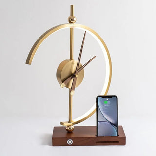 Wood|Charger|Lamp|Wireless|Battery|Clock|Elegant|Bedroom|Living|Cabinet|Gold