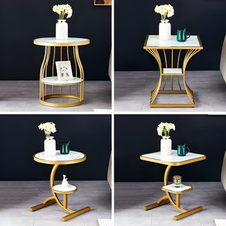 Sleek Gold and Black Glass Side Table with Iron Legs | decorative furniture | glass tables | high-end design | accent table for interiors