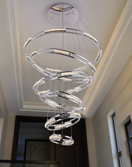 MIRODEMI® Verbania | Luxury Ring LED Chandelier for Staircase