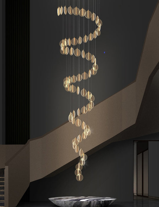 MIRODEMI® La Gaude | Elegant Gold Circles Magic Chandelier 48 heads / Cool light
