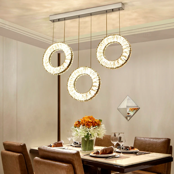 Hanging LED crystal lamp for staircase, lobby, living space, stairwell