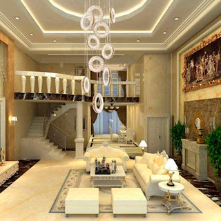 Hanging LED crystal lamp for staircase, lobby, living space, stairwell