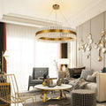 Round|Pendant|Crystal|Gold|Steel|LED|Chandelier|Living|Dining