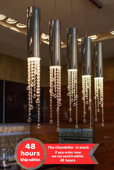 Hanging crystal light fixture for lobby, staircase, loft, stairwell