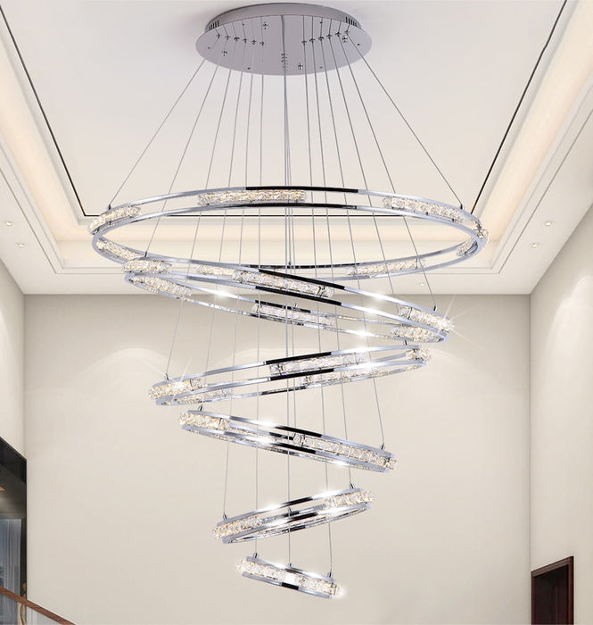 MIRODEMI® Verbania | Luxury Ring LED Chandelier for Staircase