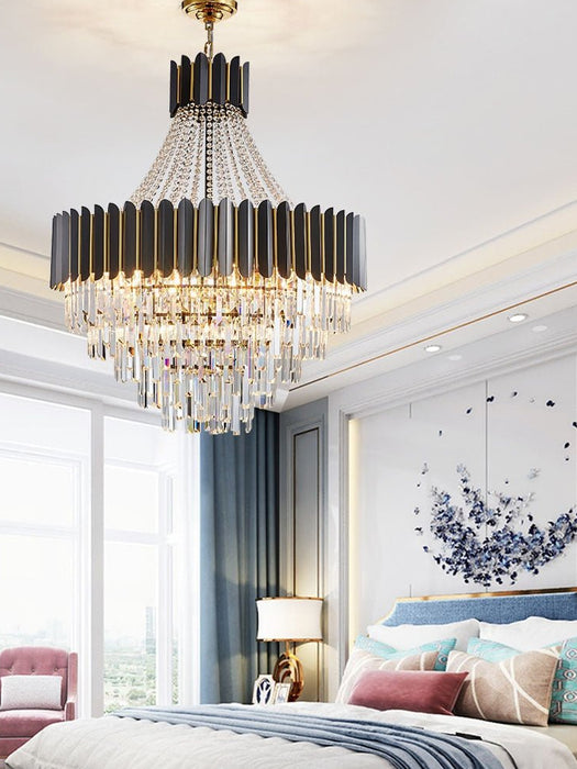 MIRODEMI® Modern Gun Black Crystal Chandelier for Living room, Bedroom, Stairwell