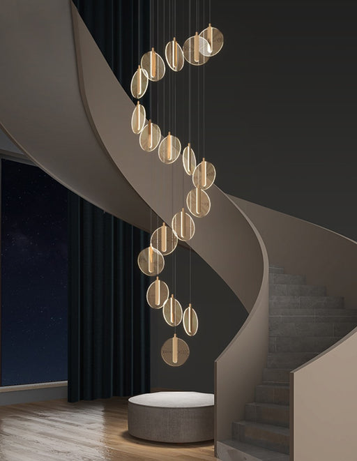 MIRODEMI® La Gaude | Elegant Gold Circles Magic Chandelier 24 heads / Cool light