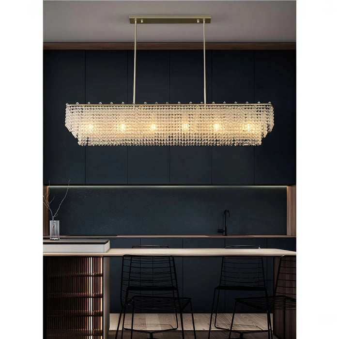 Turnhout | Chrome/Gold Rectangle Crystal Hanging Chandelier