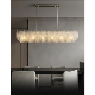 Stylish Chrome/Gold Rectangle Crystal Hanging Chandelier