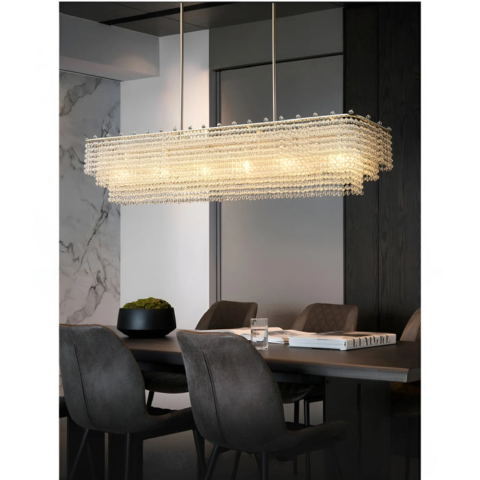 Turnhout | Chrome/Gold Rectangle Crystal Hanging Chandelier