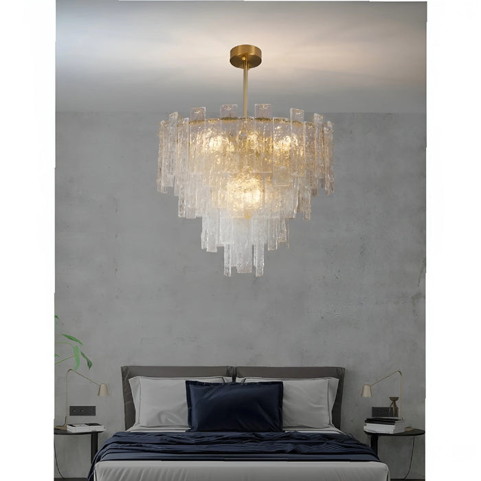 Torhout | Rectangle/Round Frosted Glass Hanging Chandelier for Living Room