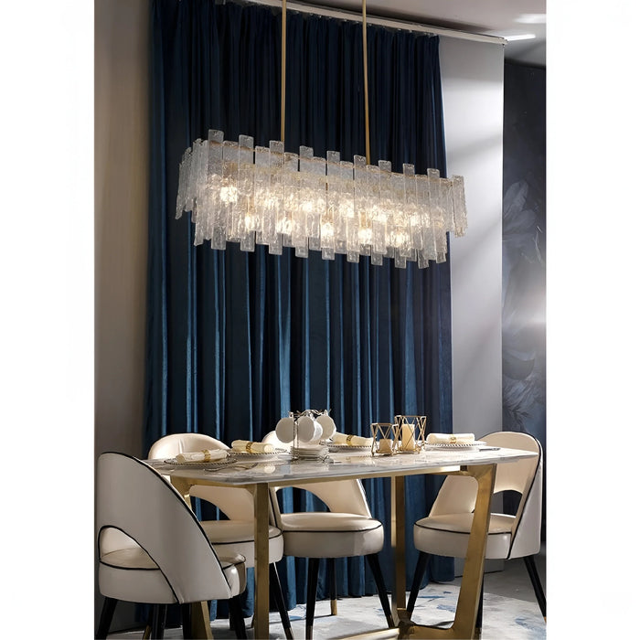 Torhout | Rectangle/Round Frosted Glass Hanging Chandelier for Living Room