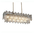 Torhout | Rectangle/Round Frosted Glass Hanging Chandelier for Living Room