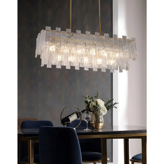 Torhout | Rectangle/Round Frosted Glass Hanging Chandelier for Living Room