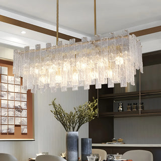 Torhout | Rectangle/Round Frosted Glass Hanging Chandelier for Living Room