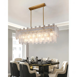 Torhout | Rectangle/Round Frosted Glass Hanging Chandelier for Living Room