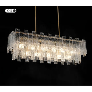 Torhout | Rectangle/Round Frosted Glass Hanging Chandelier for Living Room