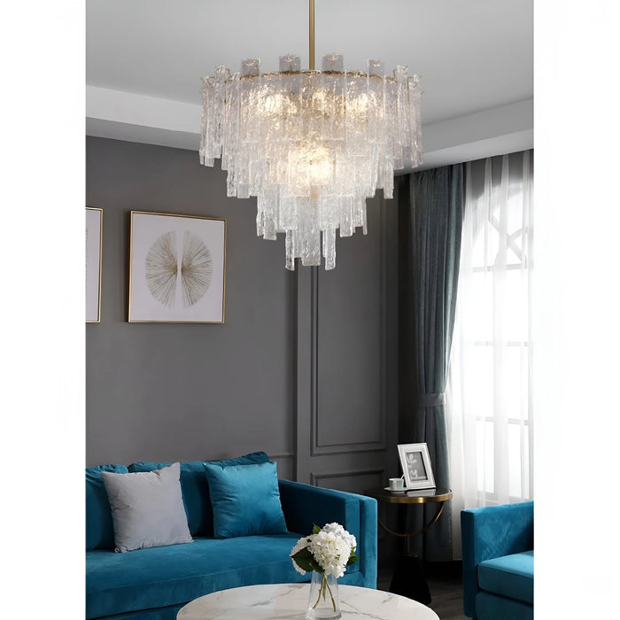 Torhout | Rectangle/Round Frosted Glass Hanging Chandelier for Living Room