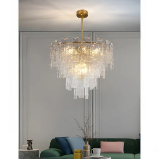 Torhout | Rectangle/Round Frosted Glass Hanging Chandelier for Living Room