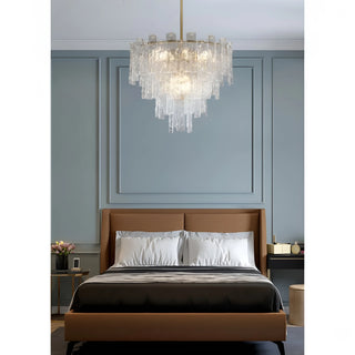 Torhout | Rectangle/Round Frosted Glass Hanging Chandelier for Living Room