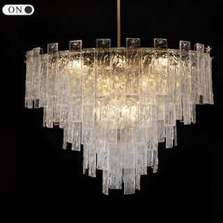 Torhout | Rectangle/Round Frosted Glass Hanging Chandelier for Living Room