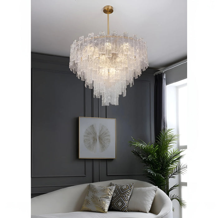 Torhout | Rectangle/Round Frosted Glass Hanging Chandelier for Living Room