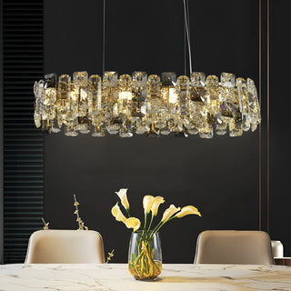 Oudenaarde | Gold Oval Luxury Crystal Hanging Chandelier for Dining Room