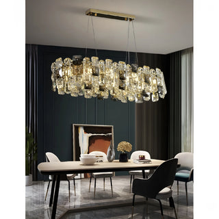 Oudenaarde | Gold Oval Luxury Crystal Hanging Chandelier for Dining Room