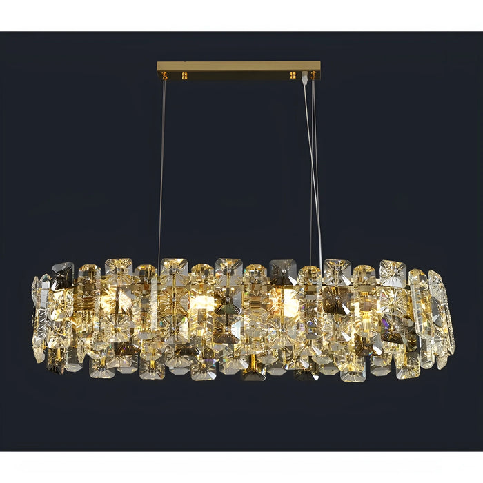 Oudenaarde | Gold Oval Luxury Crystal Hanging Chandelier for Dining Room