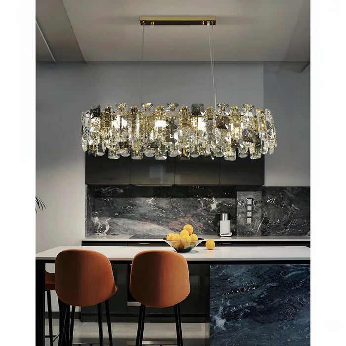 Oudenaarde | Gold Oval Luxury Crystal Hanging Chandelier for Dining Room